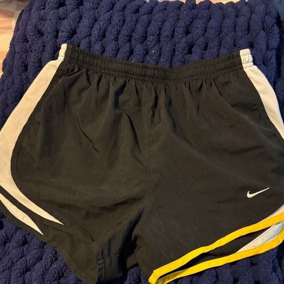 Nike Women's Black Shorts with Yellow and White Accents - Picture 1 of 7
